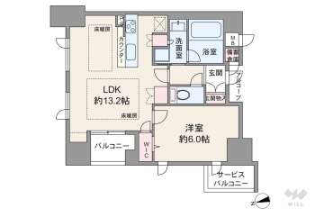 エステムコート南堀江4レイズ5280万円：間取り図