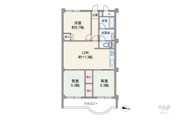 コボリマンション夙川老松台833万円：間取り図