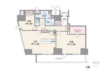 ジオタワー新町18800万円：間取り図