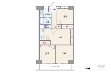 日商岩井緑地公園マンション2280万円：間取り図