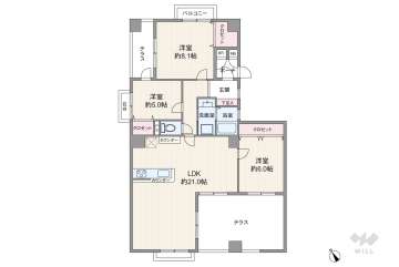緑地公園グリーンハイツ２号棟3350万円：間取り図