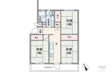 ライオンズマンション箕面F棟600万円：間取り図