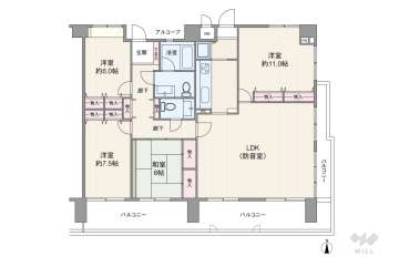 芦屋ハイツ翠ヶ丘10500万円：間取り図