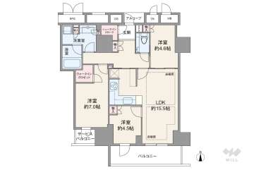 ジオタワー新町11800万円：間取り図