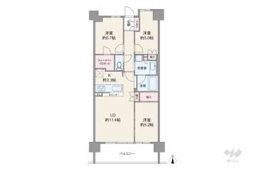 シエリア西宮武庫川5180万円：間取り図