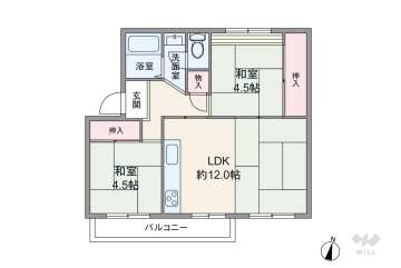 箕面如意谷住宅12棟500万円：間取り図