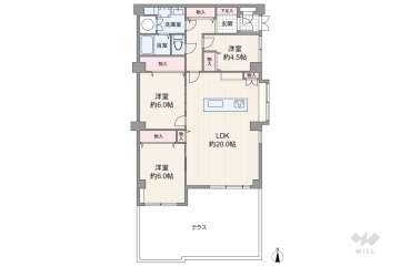 ジャルダン雲雀丘花屋敷2990万円：間取り図