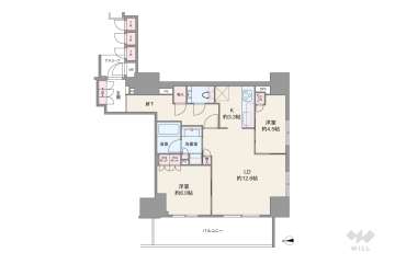 ジオタワー新町8680万円：間取り図