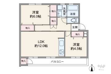 コーポ水無瀬A棟1080万円：間取り図