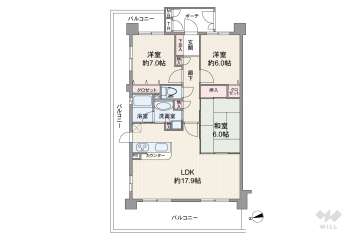 セントラル宝塚仁川3380万円：間取り図