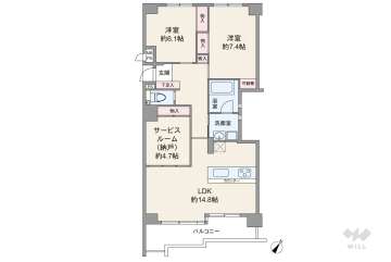 アジュール宝塚南口3480万円：間取り図