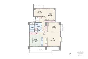 公社山田西第三次団地A-3棟2940万円：間取り図