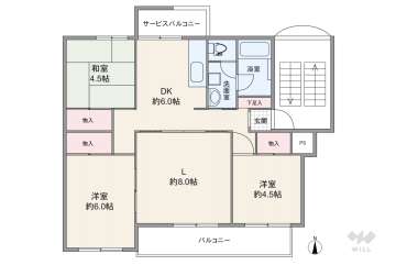 水無瀬青葉ハイツ1号棟900万円：間取り図