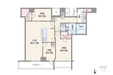 シエリアタワー大阪堀江21000万円：間取り図