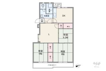 公社千里山田A団地A-8棟580万円：間取り図