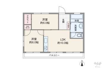 朝日ヶ丘コーポ1180万円：間取り図