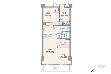 ユニベール宝塚4298万円：間取り図