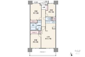 西宮マリナパークシティ桜のまち4番館2698万円：間取り図