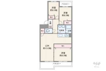 プラザフェニックス八事苑A棟1480万円：間取り図