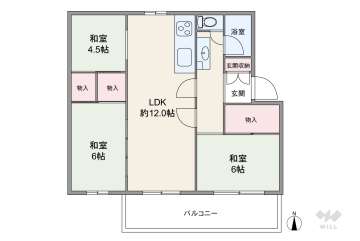 箕面如意谷住宅9棟530万円：間取り図