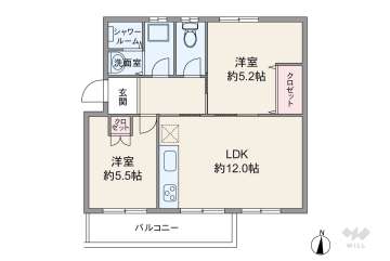 箕面粟生第2住宅20棟1280万円：間取り図