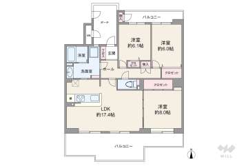 武庫川第2三番街2号棟2990万円：間取り図