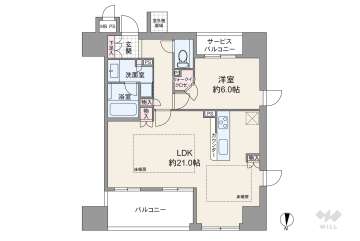 ワコーレ大阪新町タワーレジデンス8200万円：間取り図