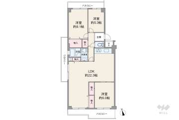 近鉄緑地公園グランドハイツ3699万円：間取り図