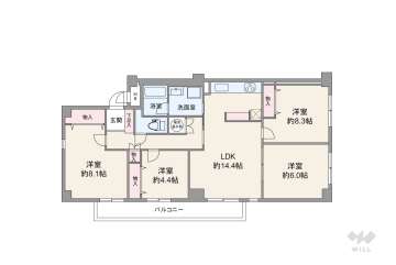 愛宕山ビューハイツ3098万円：間取り図