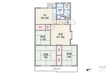 公社千里山田A団地A-8棟780万円：間取り図