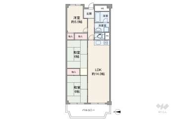 ローレルハイツ北天満2号棟3780万円：間取り図