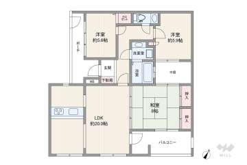 ロイヤルヒルズ箕面Ａ−２棟2890万円：間取り図
