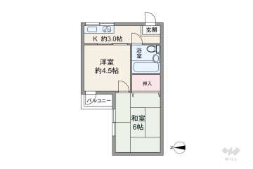 シャトー梅田580万円：間取り図