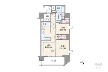 ソルティア東梅田7800万円：間取り図
