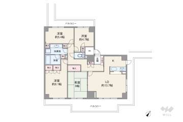 パークハウス猪名川壱番街B棟950万円：間取り図