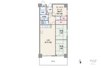 サンシャトー上町台4380万円：間取り図