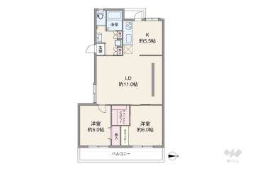 公社千里山田A団地A-8棟1390万円：間取り図