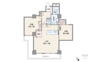キングマンション堂島川8380万円：間取り図
