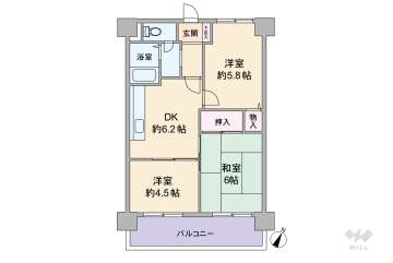 甲南グランドハイム本山1380万円：間取り図
