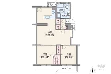公社千里山田A団地A-6棟1590万円：間取り図