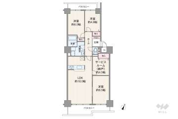 サンロイヤル箕面コスモ1号館3199万円：間取り図
