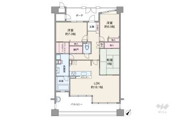 プレシアスシティ・ザ・シーズンズD棟3499万円：間取り図