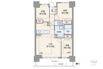 リバーガーデン四天王寺9680万円：間取り図