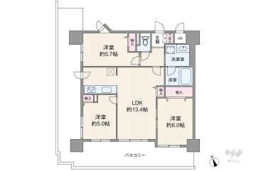 グリーンコーポ野田阪神24999万円：間取り図