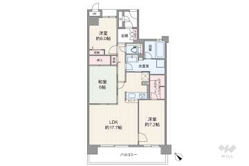 ルネ・ヒューマンズガーデン万博公園南B棟3680万円：間取り図