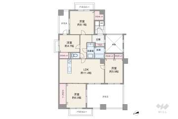 緑地公園グリーンハイツ６号棟2850万円：間取り図