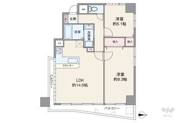 シャルマンフジリッツ南堀江3680万円：間取り図