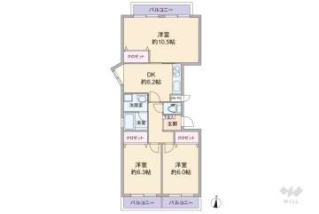 芦屋打出パークマンション1820万円：間取り図