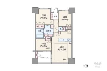 リバーガーデン四天王寺9280万円：間取り図