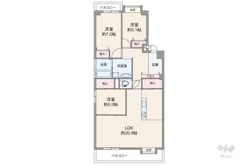 ＲＩＣウエストコート5番街4番館2930万円：間取り図